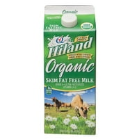 Hiland Organic Skim Fat Free Milk, 0.5 gal