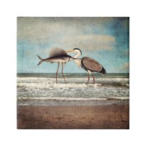 Stupell Industries Quirky Surreal Fish Bird Animals Beach Shoreline Canvas Wall Art, 36 x 36, Design by Paula Belle Flores