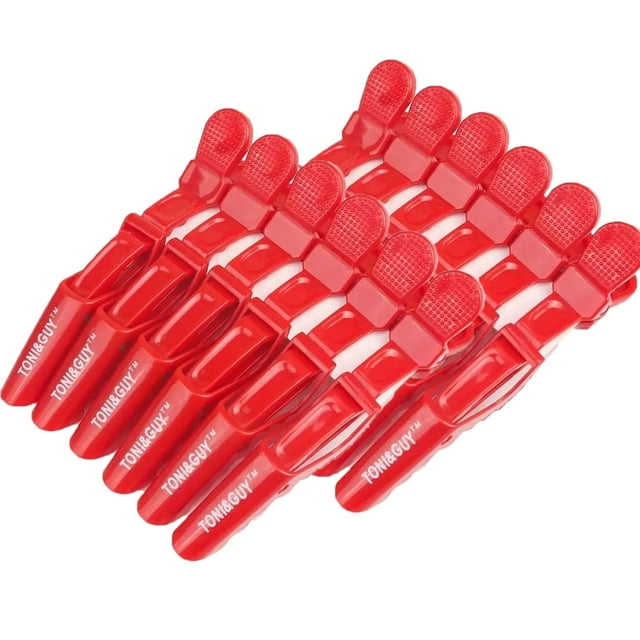 12 Pcs Pinces Crocodiles pour Coiffure Pinces Crocodiles Mates pour Femmes Sectionnement des Cheveux (Rouge)