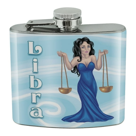 Libra Scales Zodiac Horoscope Stainless Steel 5oz Hip Drink Kidney Flask