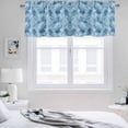thumbnail image 3 of 2 Pack Marble Morocco Valance for Window Blue Modern Geometric Gold Abstract Plaid Kitchen Valance Rod Pocket Short Curtain Topper Decorative Window Treatment for Living Room Bedroom 42"x18", 3 of 8