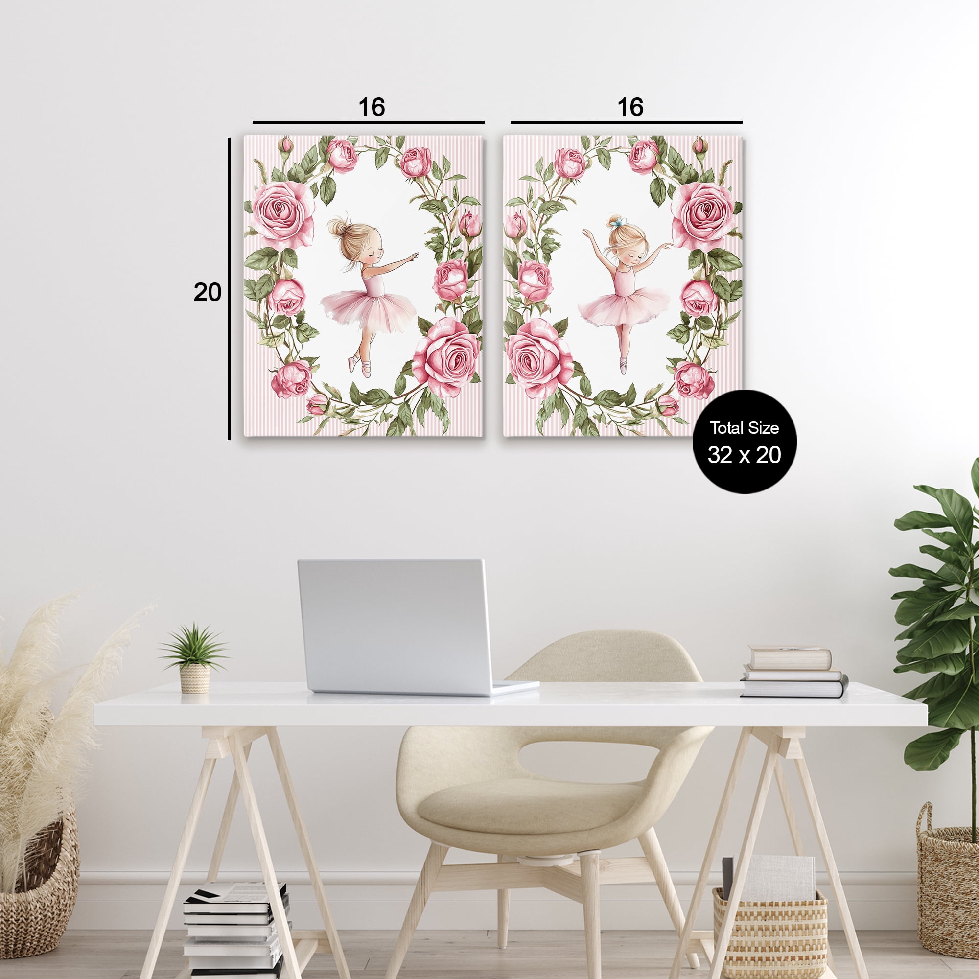 Stupell Industries Little Rose Dancers 2 Piece Canvas Wall Art Set, design by Christine Simpson Art