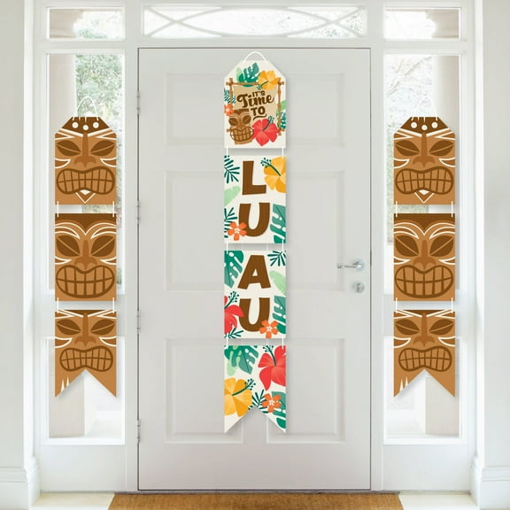 Big Dot of Happiness Tropical Luau - Hanging Vertical Paper Door Banners - Hawaiian Beach Party Wall Decoration Kit - Indoor Door Decor