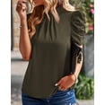 thumbnail image 4 of BTFBM Womens Tops Dressy Casual Blouses Summer Spring Clothes Mock Neck Short Sleeve Shirts Business Work Fall Outfits, 4 of 9