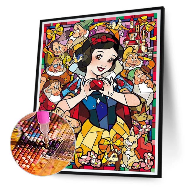 Cuadros Decorativos Snow White Seven Dwarfs 5D Kits de pintura de diamantes DIY Taladro redondo completo (z2650) Wdftyju embutido en tela