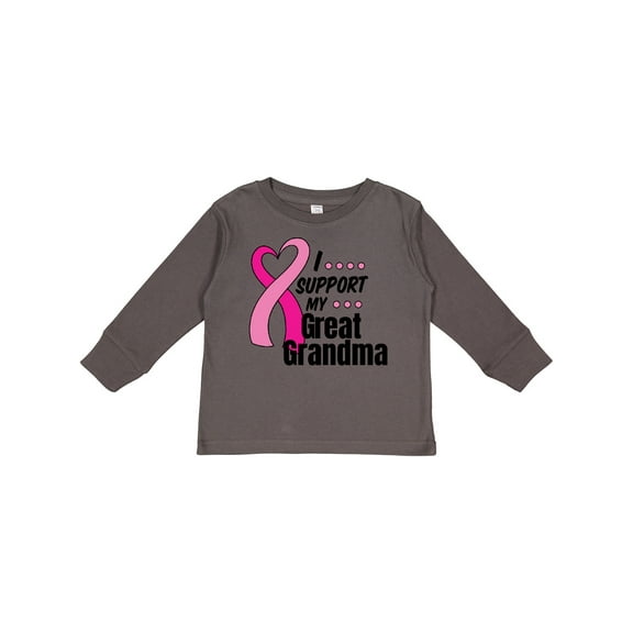 Inktastic Breast Cancer Awareness I Support My Great Grandma Boys or Girls Long Sleeve Toddler T-Shirt