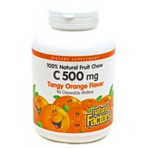 Natural Factors Kids Chewable Vitamin C 500 mg, Supports Immune Health, Bones, Teeth and Gums, Tangy Orange, 90 Wafers