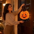 thumbnail image 4 of Halloween Light Up Pumpkin Hanging Door Decor, Halloween Jack-o'-lantern Wall Ornament, Halloween Decorations for Autumn Harvest and Halloween Party Home Decor,12x13Inch, 4 of 8