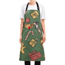 Yayeee Chief Kitchen Apron with Pockets for Cooking Water Resistant Unisex Adjustable Neck Strap, Yellow Christmas Gingerbread