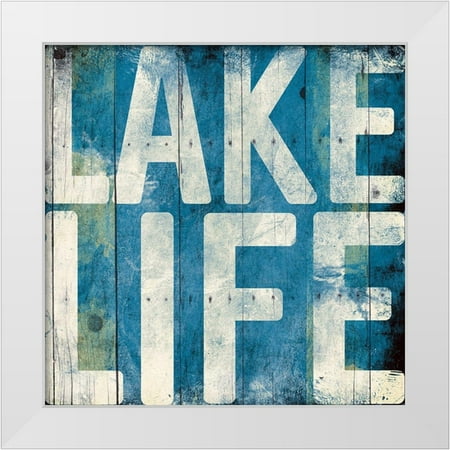 Grey Jace 20x20 White Modern Wood Framed Museum Art Print Titled - Lake Life Light Blue