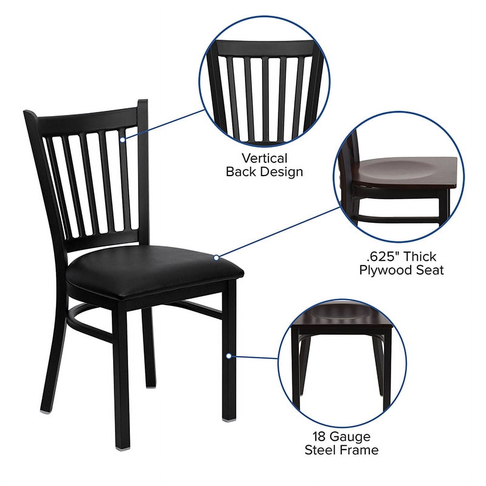 Flash Furniture HERCULES Series Black Vertical Back Metal Restaurant Chair - Black Vinyl Seat