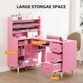 thumbnail image 6 of Ktaxon Manicure Table, 52" L-Shaped Nail Desk with Dust Collector, Storage Rack and Drawers, Pink, 6 of 7