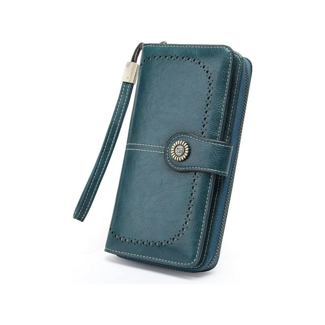 KAWELL Women's Wallet RFID Blocking Large Capacity Wristlet Leather Wallet Purse