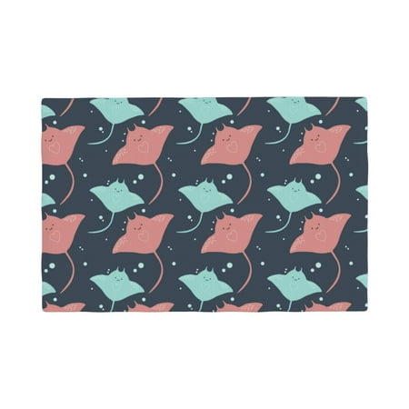 

Placemats Set of 4 cute stingrays polka dots Heat Resistant Non - Slip Place mats Waterproof table mat for Kitchen Dining-6片装
