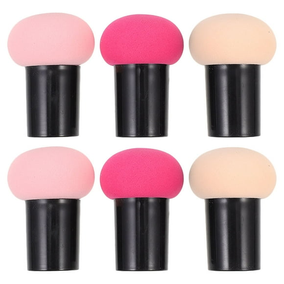 Juego de 6 esponjas de maquillaje con forma de hongo, esponja cosmética de doble uso para base de maquillaje, herramienta para aplicar crema BB en seco y húmedo