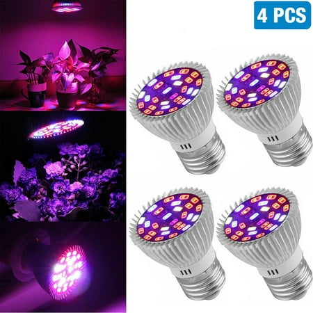 

4/2/1Pcs 28W Full Spectrum E26 E27 LEDs Grow Light Bulbs for Hydroponics Greenhouse Organic Indoor Plants Grow Lamp Plant Light Bulb((15 Red +7 Blue +2 Warm White +2 White +1 Infrared +1 UV)