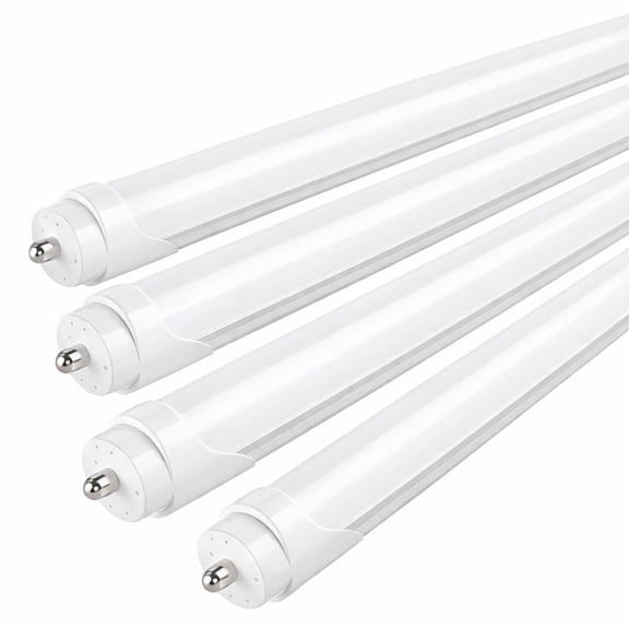 JESLED T8 8ft LED Tube Light Bulbs, Single Pin Fa8 Base, Dual Row 72W 5000K Daylight, Frosted, 4-Pack