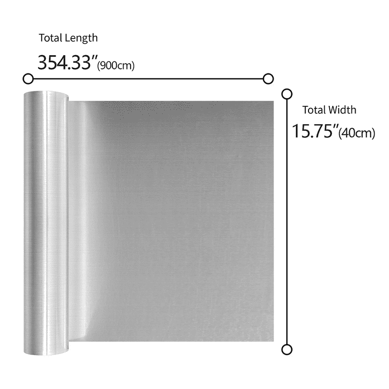 VEELIKE Stainless Steel Contact Paper Large Size 15.74x354.33 Inches Silver Wallpaper Peel and Stick Adhesive Wall Paper Removable Temporary for