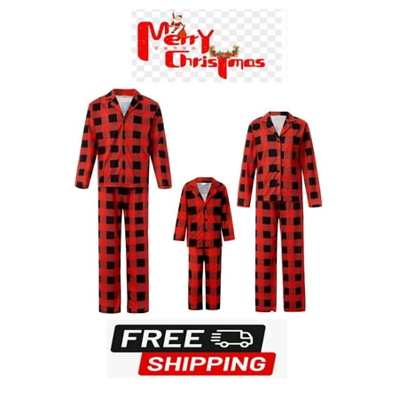 

Family Christmas Pajamas Matching Sets Long Sleeve Christmas Plaid Pjs Striped Holiday Sleepwear Homewear