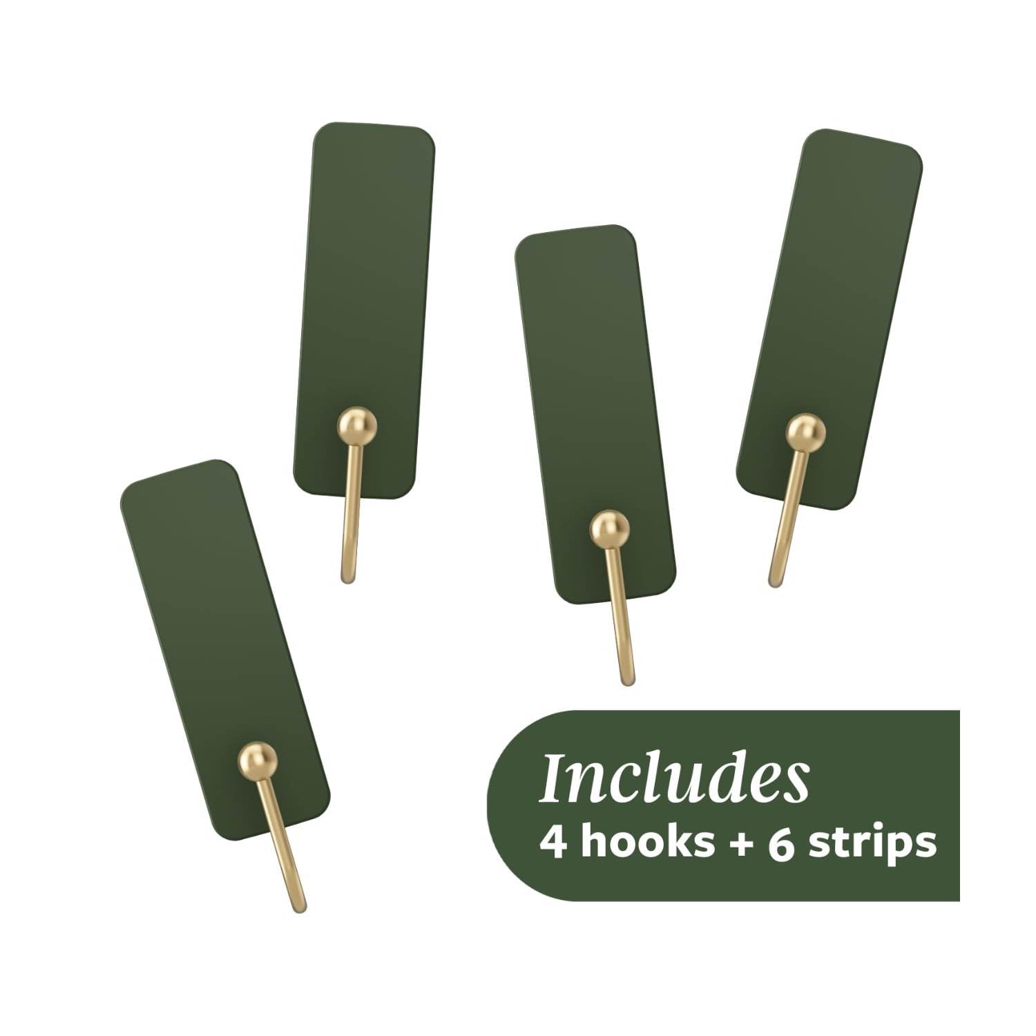 Command Medium Hooks, Rosemary, Holds 3 lbs, 4 Hooks, 6 Adhesive Strips