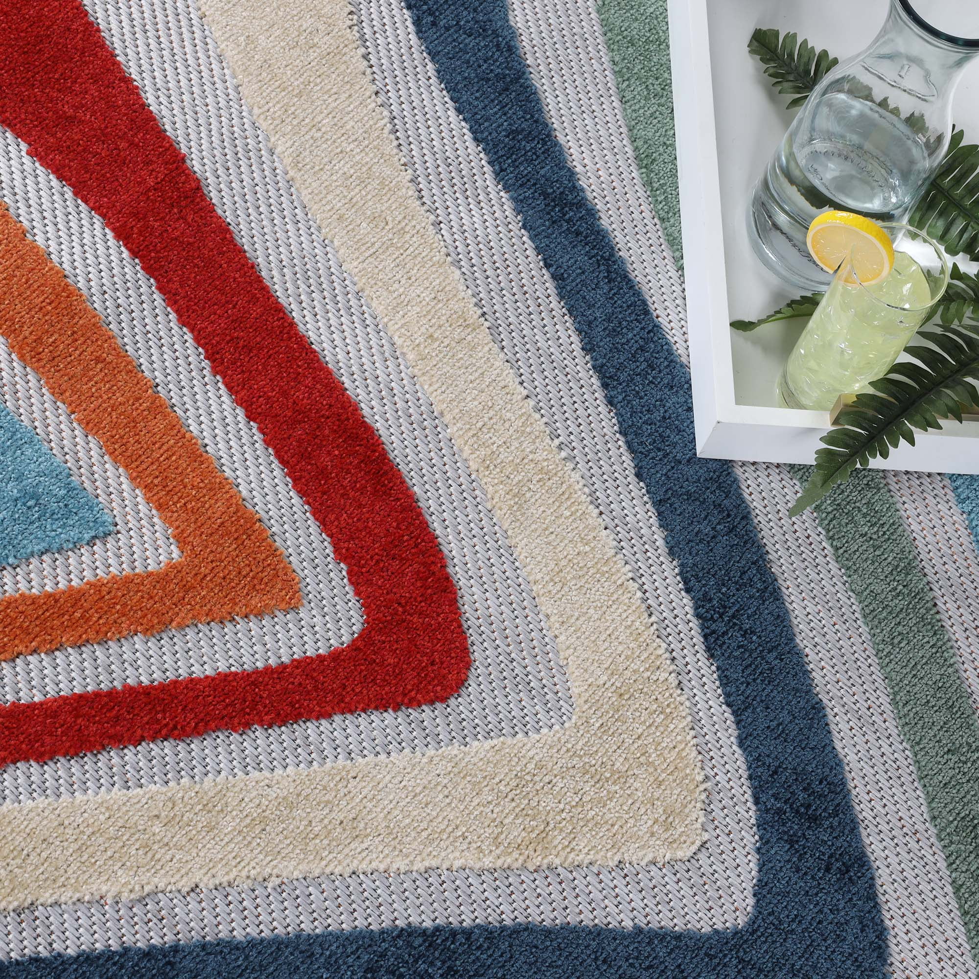 BNM Wave Coastal Striped Indoor Outdoor Area Rug, 4' x 6', Multicolor