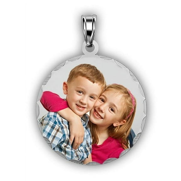 Petite Round W/ Diamond Cut Edge Picture Charm - 3/4 inch X 3/4 inch - Sterling Silver