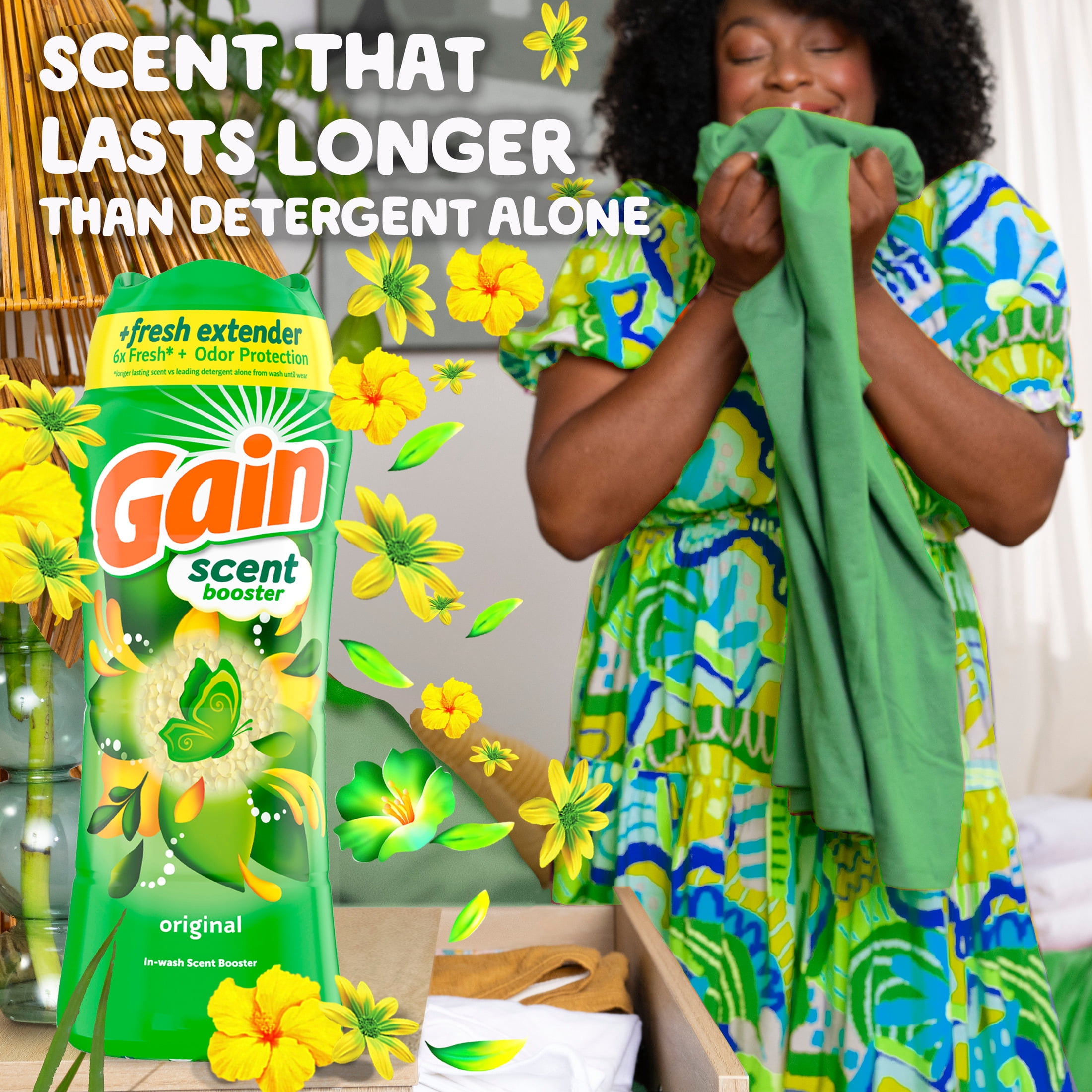 (4 pack) Gain Laundry Scent Beads, Fireworks In-Wash Scent Booster, Original Scent, 30.1oz