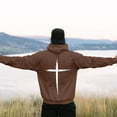 thumbnail image 2 of Mens Fall Hoodie Pullover Jesus Inspirational Religious Faith Cross Graphic Hooded Oversized Sweatshirt for Men,Brown,2XL, 2 of 5