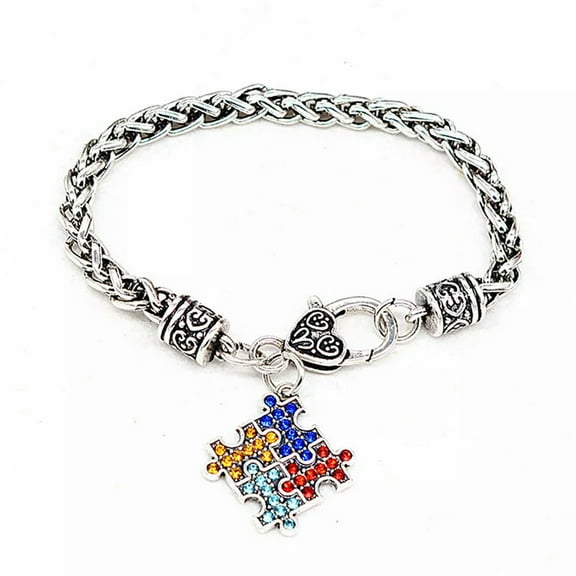 GKNET Autism Rhinestone Bracelet Bracelet Rope Bangle Bracelet.Twist Chain Wristba_tu