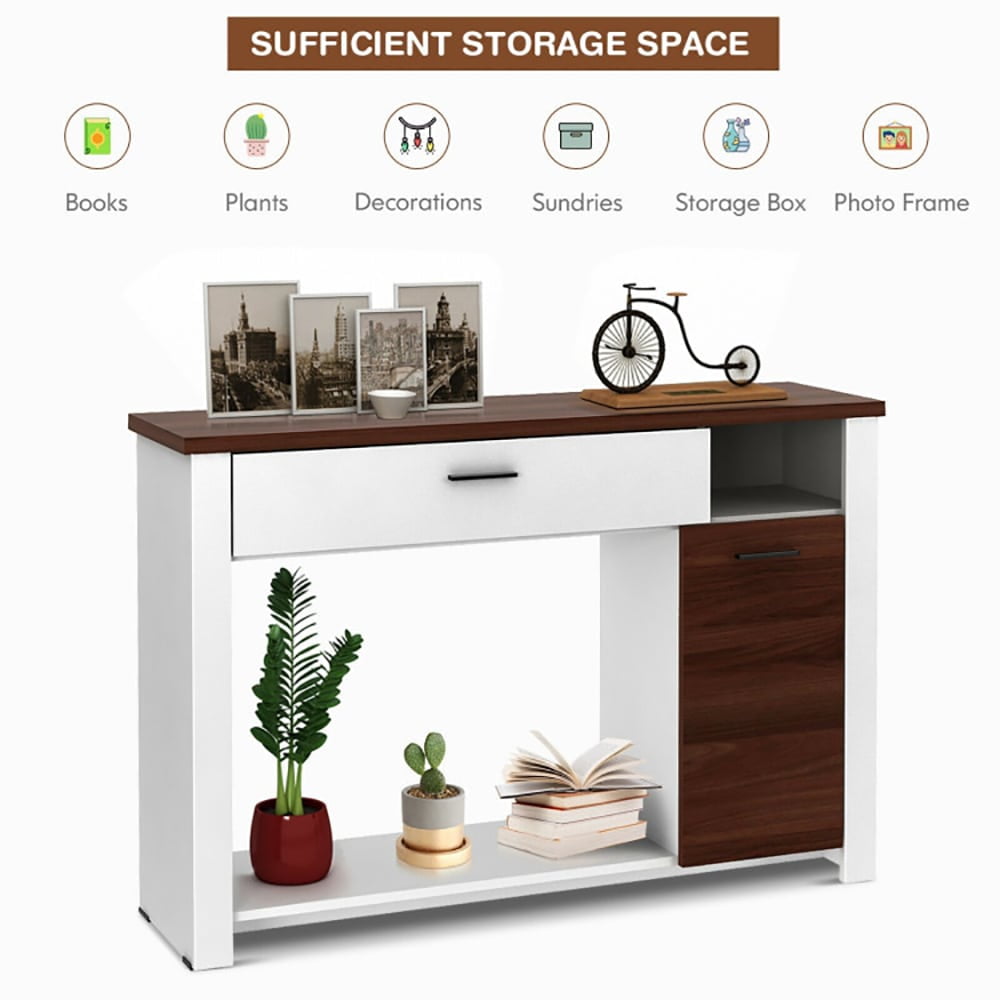 Spaco 48 Inch Console Table with Drawer and Cabinet, Entryway Table Hallway Table, Storage-Friendly Hallway Table for Foyer & Entry Spaces