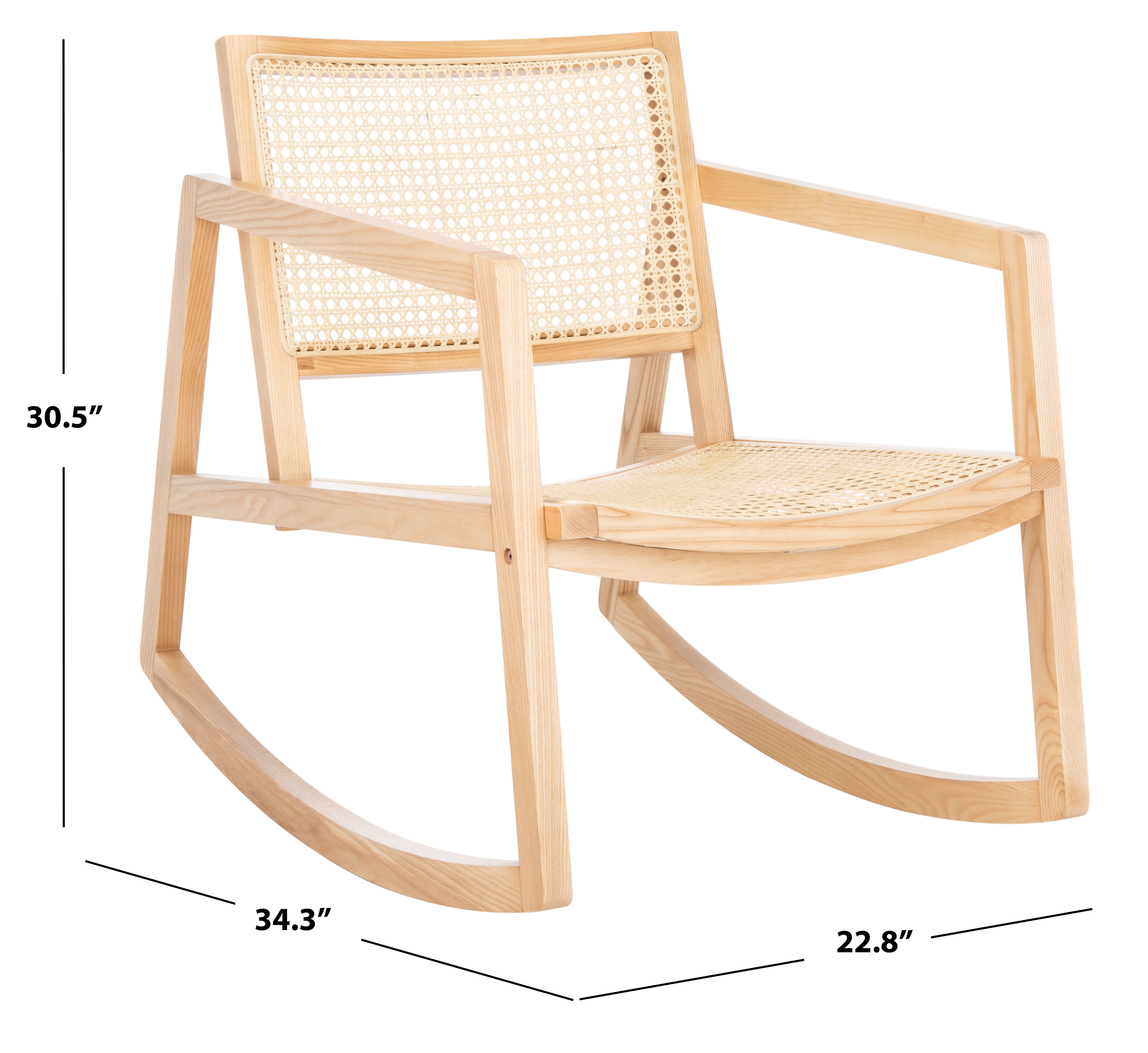 SAFAVIEH Couture Perth Coastal Solid Rattan Rocking Chair, Natural