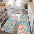 thumbnail image 2 of Blue and Pink Pioneer Flower Kitchen Rugs Sets Of 3,Kitchen Runner Rugs Non Skid Washable,Decorative Kitchen Floor Mats for Kitchen,Sink,Laundry,17"x30"+ 17"x47" + 17"x59", 2 of 6