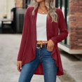 thumbnail image 2 of DHFJKG Cardigan Sweaters For Women Knitted Solid Color Long Sleeve Loose Fit Open Front High-Low Jackets Lightweight Soft Outerwear, 2 of 9