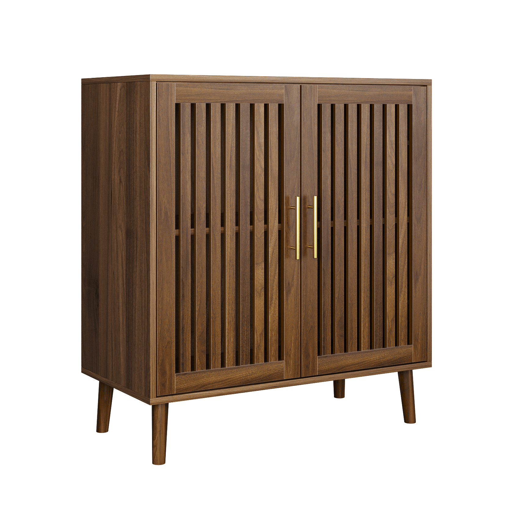 Sideboard Buffet Cabinet with Storage, Farmhouse Buffet Cabinet with Louvered Doors, Wood Coffee Bar Storage Cabinet for Kitchen, Dining Room, Living Room, Entryway, Walnut, 31.5" W