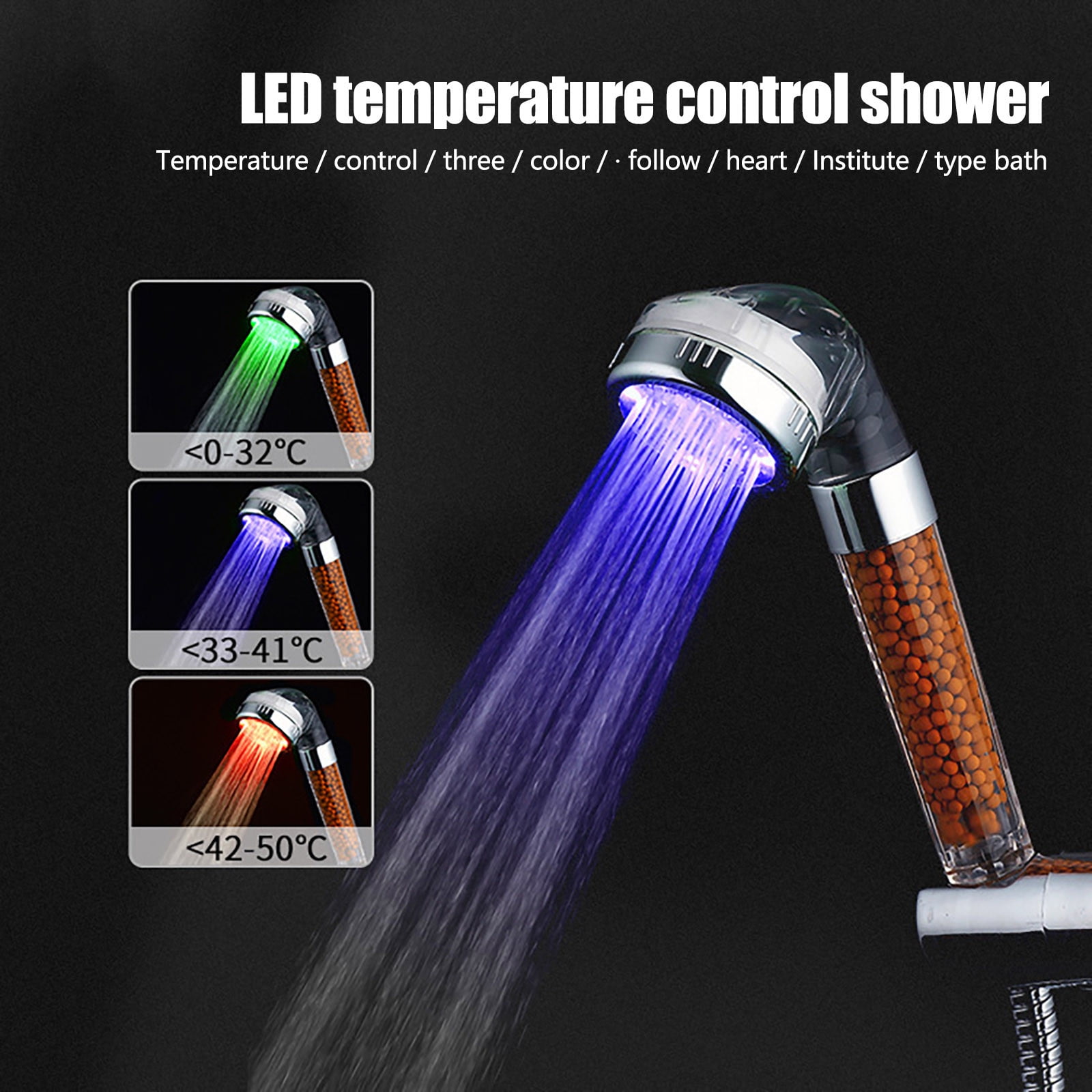 Vikakiooze 2022 LED Shower Head 3Color Flashing Light Automatic
