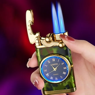 cigarette lighter for men LARCHMONT Vail Cigar Lighter, Triple Jet Flame Torch Lighter Cigar  Accessories, Built in Punch Cutter Windproof Refillable Butane lighters for  Smoking with Gift Box, Red Color