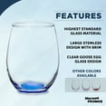 thumbnail image 2 of Stemless Wine Glasses in Bulk by ARC Perfection, 15 oz -10 pack, Red or White Wine Glass Drinking Set, Blue, 2 of 5
