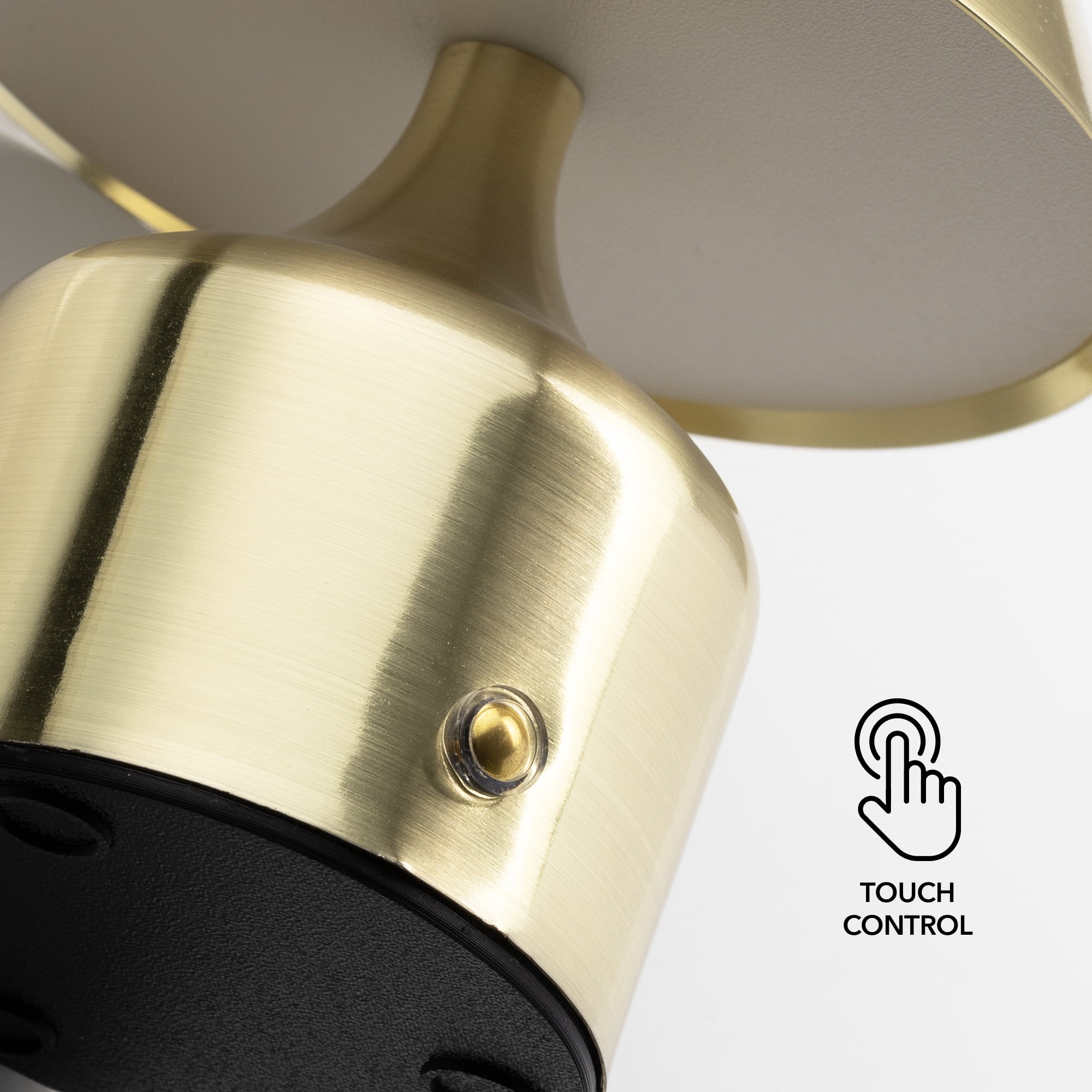 Mainstays LED Portable Cordless Table Lamp with Touch Control, Dimmable CCT, 6 in, Brushed Gold