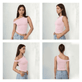 thumbnail image 2 of Womens Summer Off The Shoulder Tops Going Out T Shirts Crop Tank Top Fashion Clothes Spring Pink XS, 2 of 7