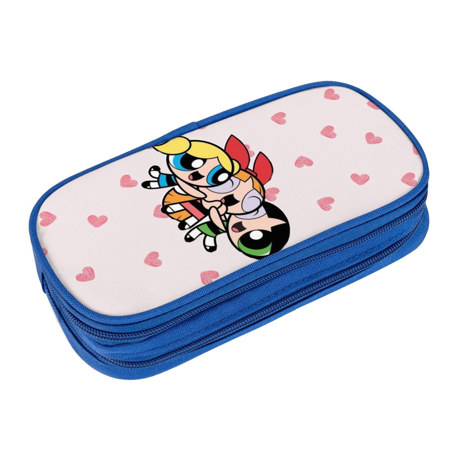 The Powerpuff Gi-rls Pencil Case Large Capacity Pencil Pouch Pen Bag Office Stationery Organizer Travel Makeup Bag Blue