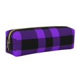 thumbnail image 1 of Easygdp Purple Buffalo Plaid para Estuche de Lápices de Cuero, Estuche de Papelería de Cuero, Estuche de Gran Capacidad con Cremallera, 1 of 7
