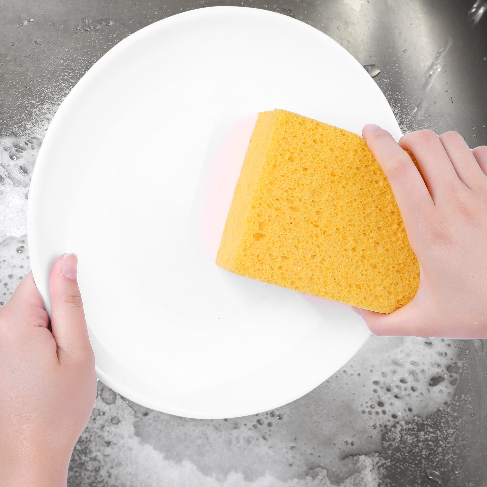 Unique Bargains Cellulose Sponges Cleaning Sponges Non-Scratch Scrubber Yellow 6"x4"x2"