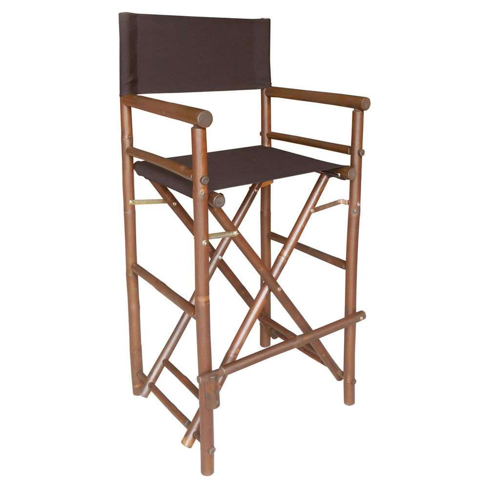 Bamboo 29 In Bar Height Directors Chair With Solid Cover Set Of 2