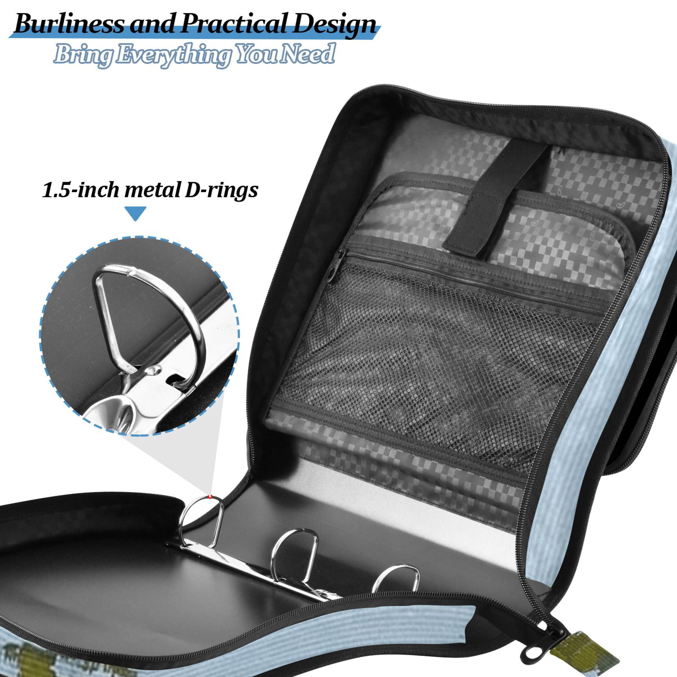 3 Ring Zipper Binder with Shoulder Strap Waterproof Trapper Keeper 2 Inch D-Ring 500 Sheets Capacity Island Oil Painting