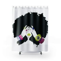 Pardon My Fro Shanell White Grommet Standard Shower Curtain, Polyester, 71" x 71", 1 Piece