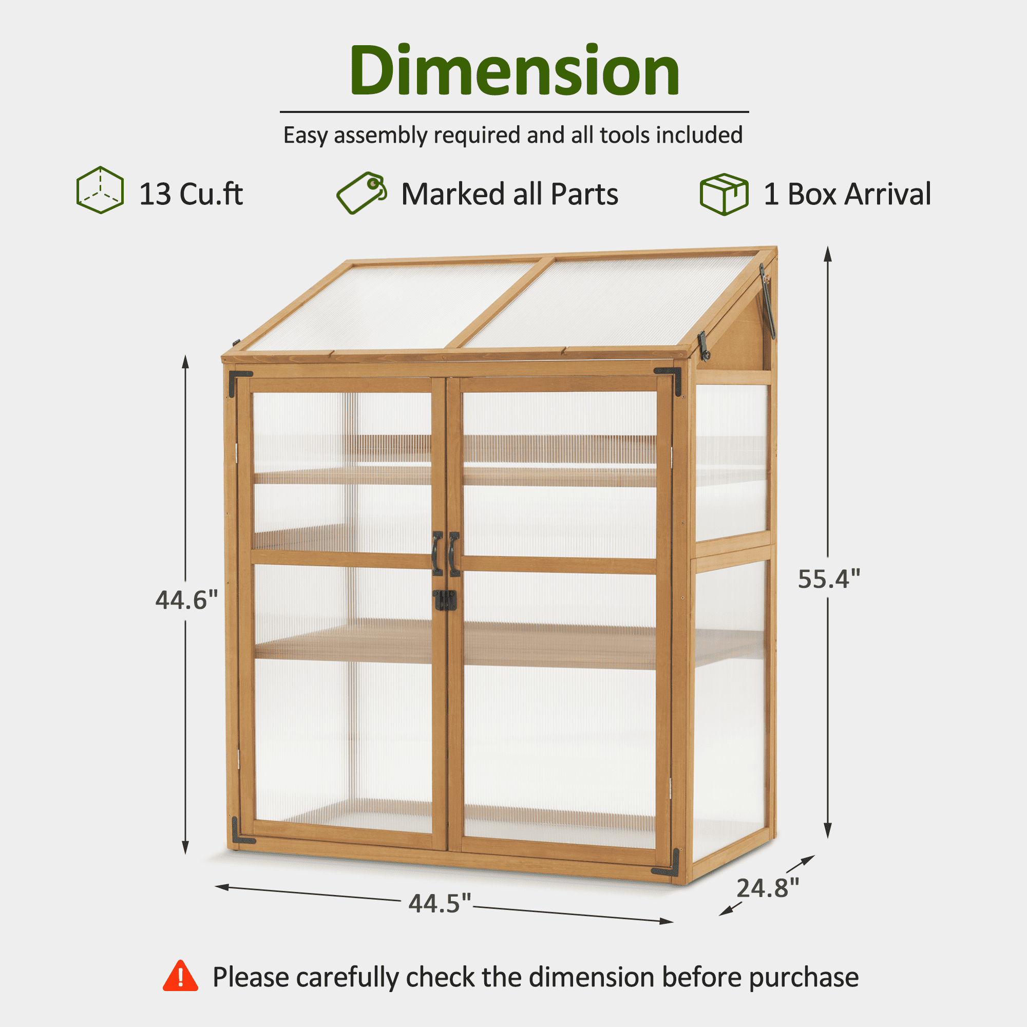 MCombo Cold Frame Large Wooden Greenhouse Cabinet Garden with Adjustable Shelves for Outdoor Indoor Use, 1344
