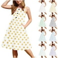 thumbnail image 1 of JDQJBZ Kids Toddler Girls Dress Sleeveless Button Front Layered Ruffle Hem with Pockets Sundress, 1 of 5