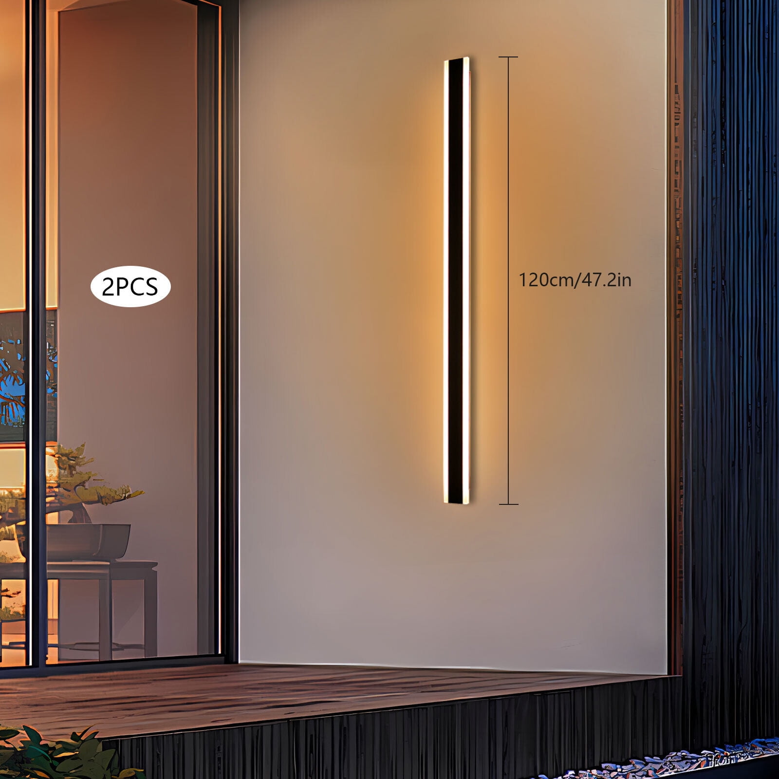 Modern Outdoor Wall Light, Wall Mount Lighting Fixture, 2Pcs Wall Lights