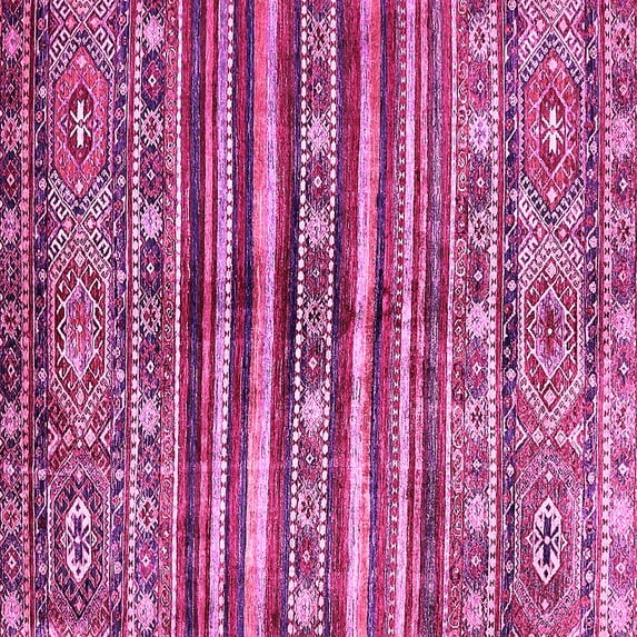 Ahgly Company Indoor Square Abstract Pink Modern Area Rugs, 5' Square