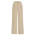 thumbnail image 4 of ClodeEU Women's High Waist Straight Leg Dress Pants with Pockets ,Business Casual Work Trousers Beige,Women's Plus S, 4 of 7